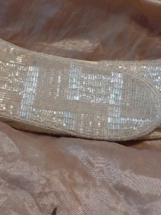 Vintage 1980\'s La Regale LTD White Hand Beaded Satin Lined Belt main image 5